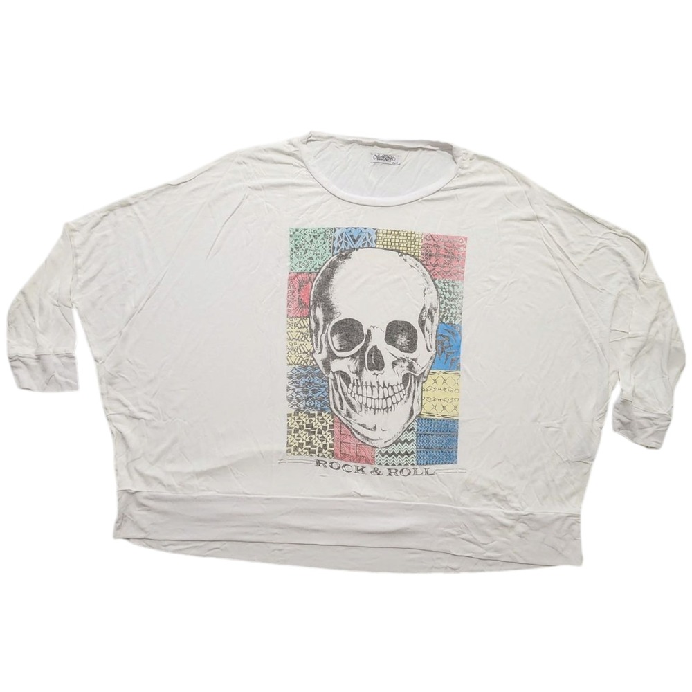 Lauren Moshi Dolman Sleeve Skull Shirt M/L‎